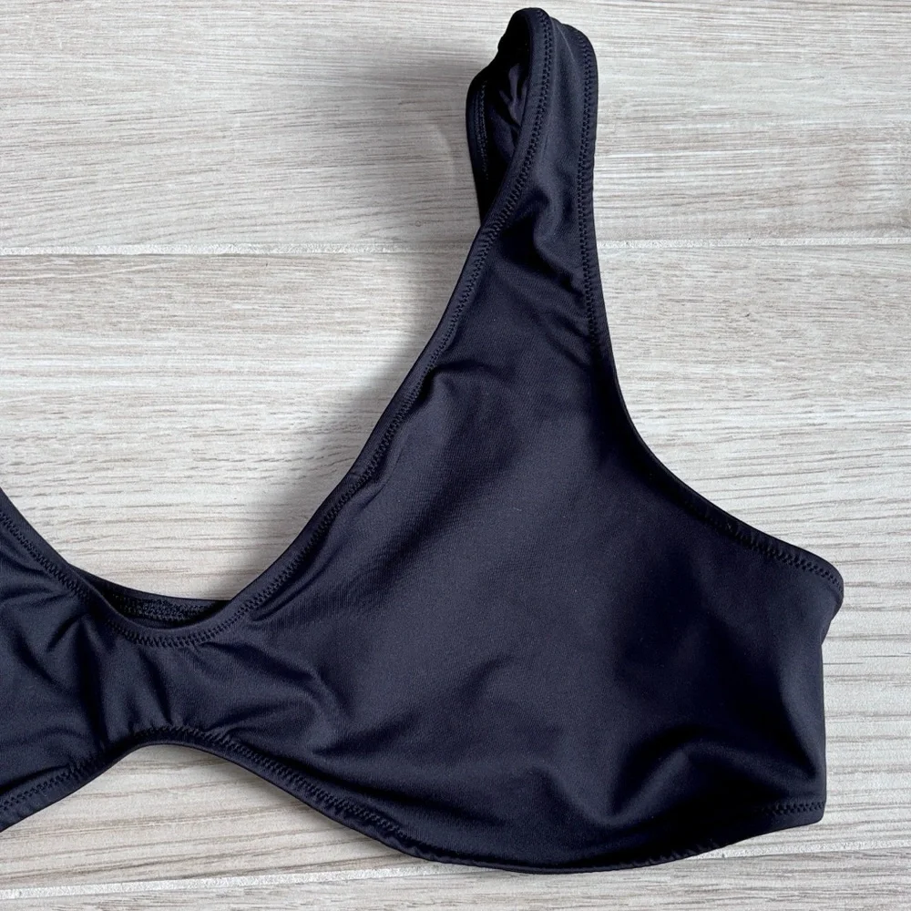 Skims Signature Swim Plunge Bikini Top Black Onyx Size 4X